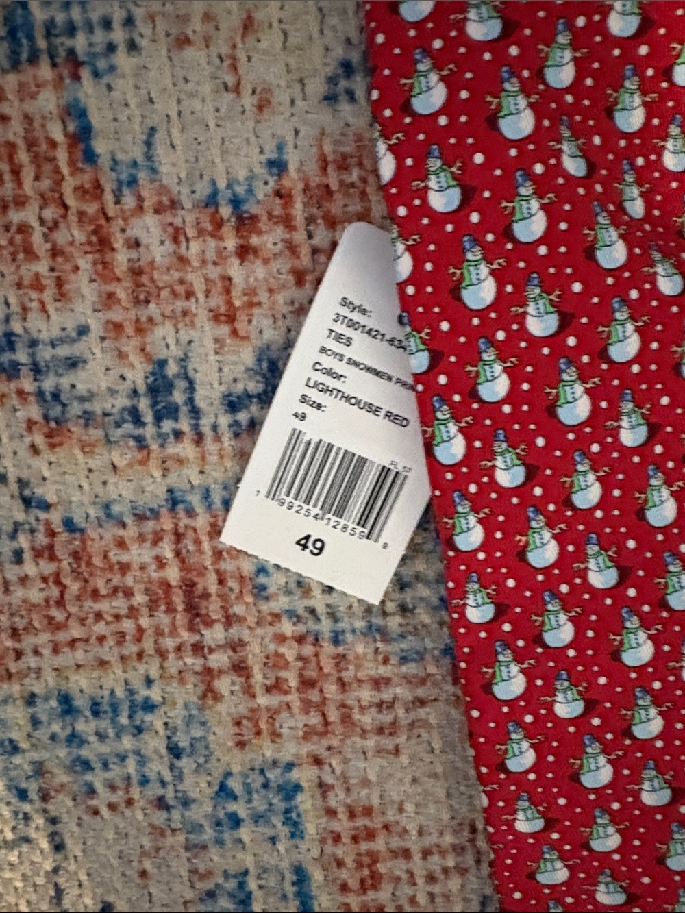 Vineyard Vines Boys Snowman Printed Tie in Lighthouse Red NWT - Picture 4 of 4